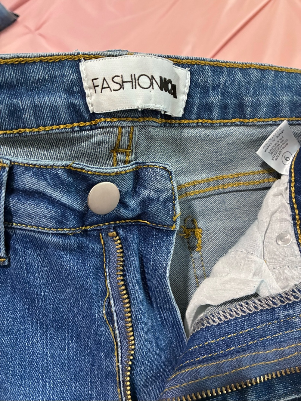 Fashion Nova Medium Blue Distressed Flare Jeans - Picture 4 of 5